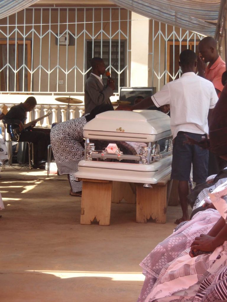 Traditional coffins are also used during funerals in Ghana