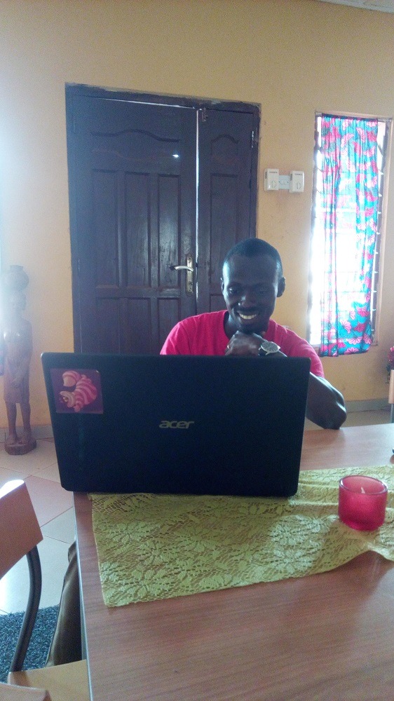 working in the living room, co working space for digital nomads in Ghana
